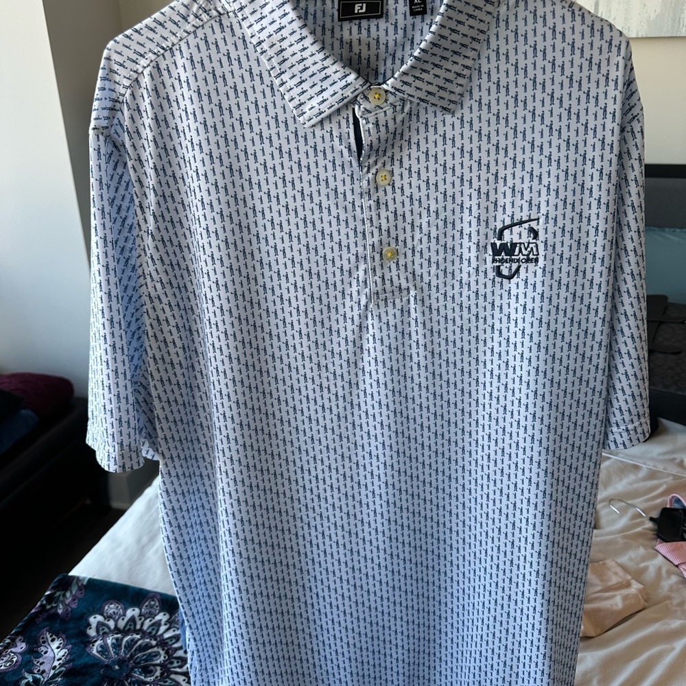 Men's XL FootJoy Waste Management Open White Patterned Golf Polo